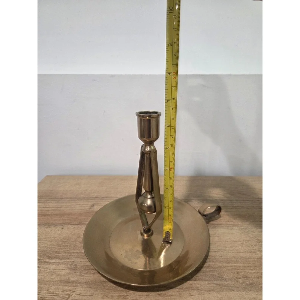 Vintage Brass Pendulum Gimbal Nautical Taper Candle Holder Chamber Stick 7''